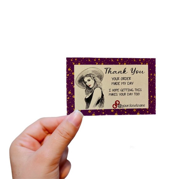 Feminine Thank You For Your Order Card, Custom Thank You Cards - Picture 2 of 8